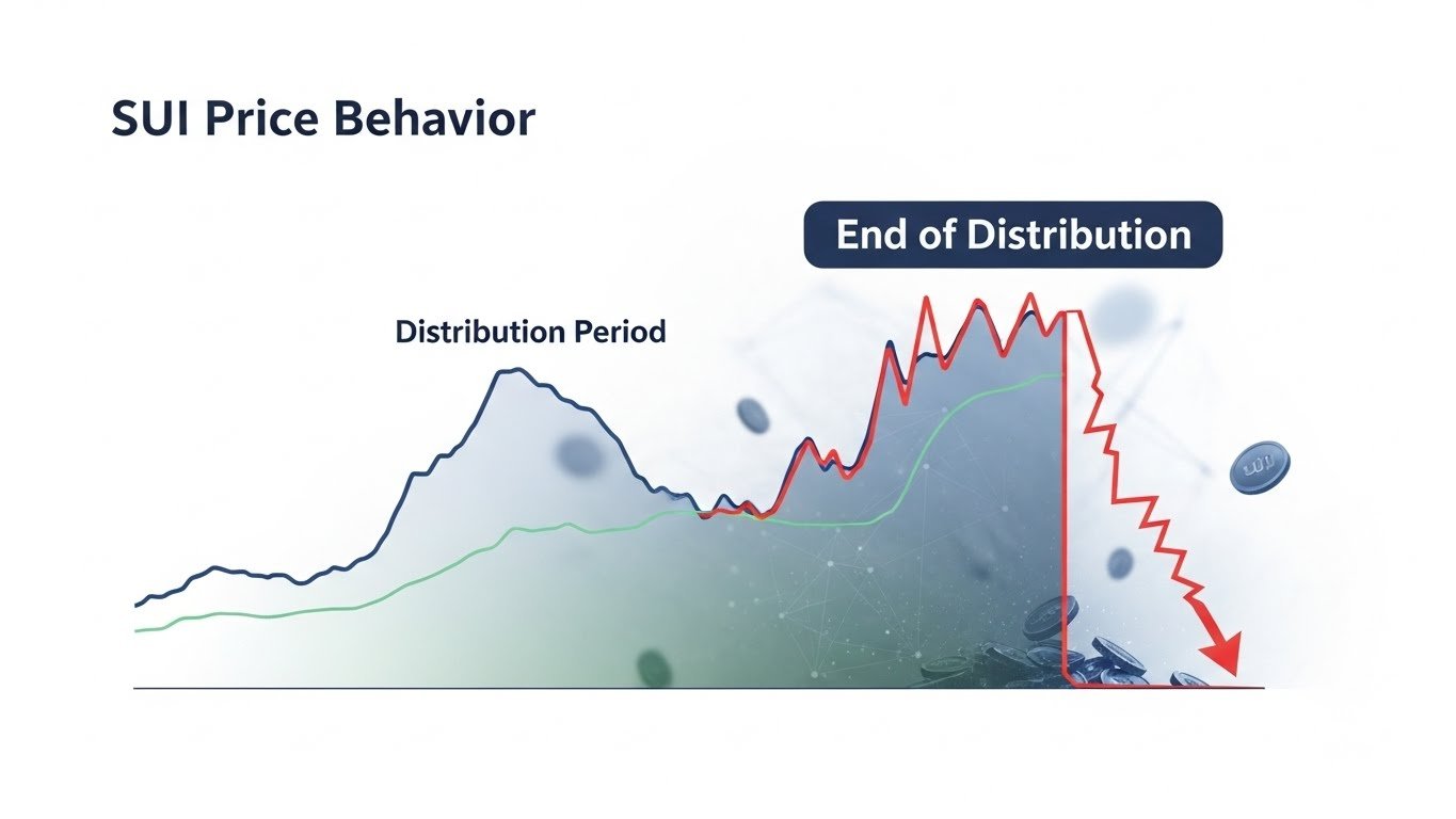 How the end of distribution can appear in SUI price behavior
