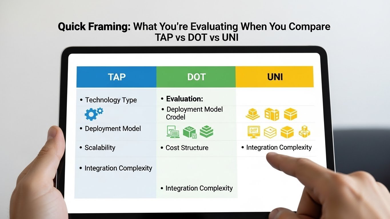 Quick Framing What You’re Evaluating When You Compare TAP vs DOT vs UNI